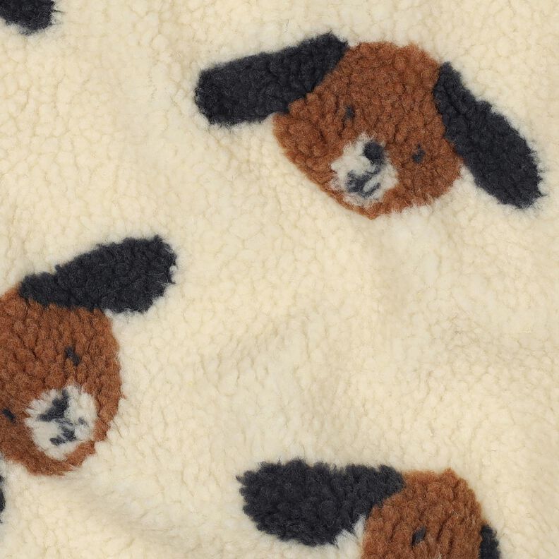 Tissu teddy Têtes de chiens | Poppy Fabrics – beige clair/marron noir, image number 2