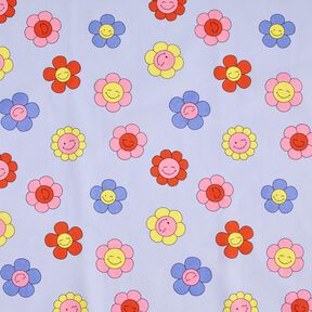 Coton enduit Fleurs joyeuses | Poppy Fabrics – bleu bébé/rose, 