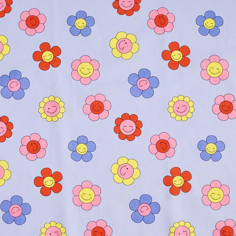 Coton enduit Fleurs joyeuses | Poppy Fabrics – bleu bébé/rose,  image number 1
