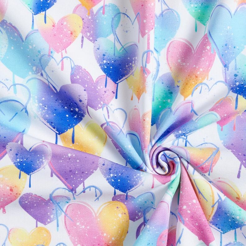 Jersey coton Coeurs en graffiti | Glitzerpüppi  – blanc/coloré,  image number 3