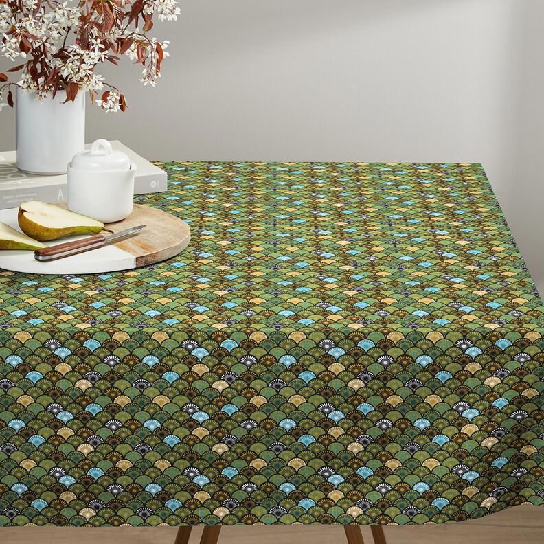 Tissu en coton Cretonne Éventails ronds – pétrole, image number 6