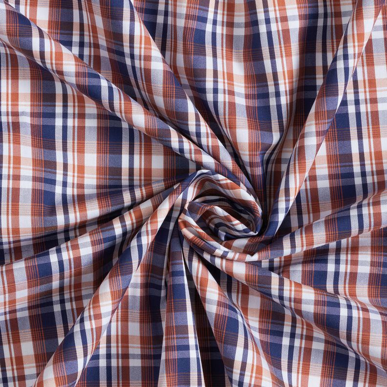 Tissu pour chemise à carreaux classiques – bleu marine/cuivre,  image number 3
