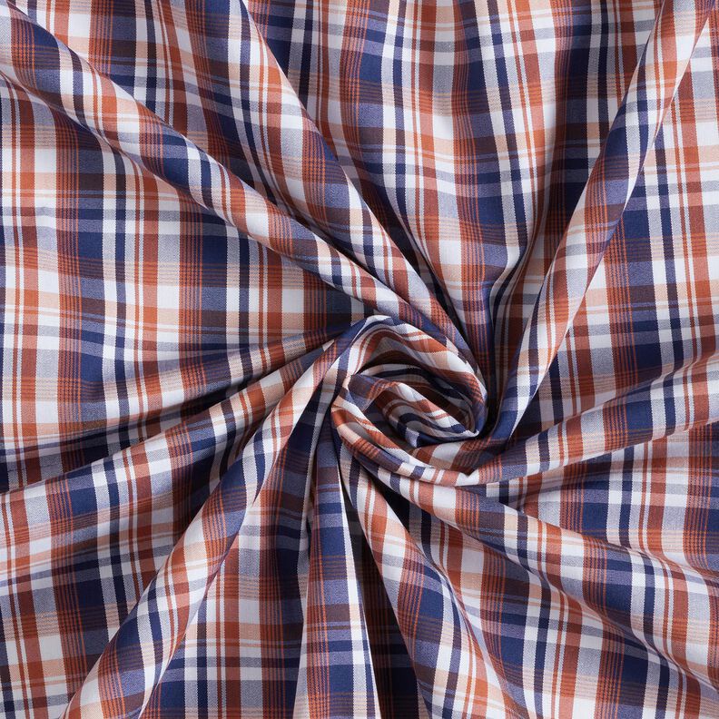 Tissu pour chemise à carreaux classiques – bleu marine/cuivre, image number 3