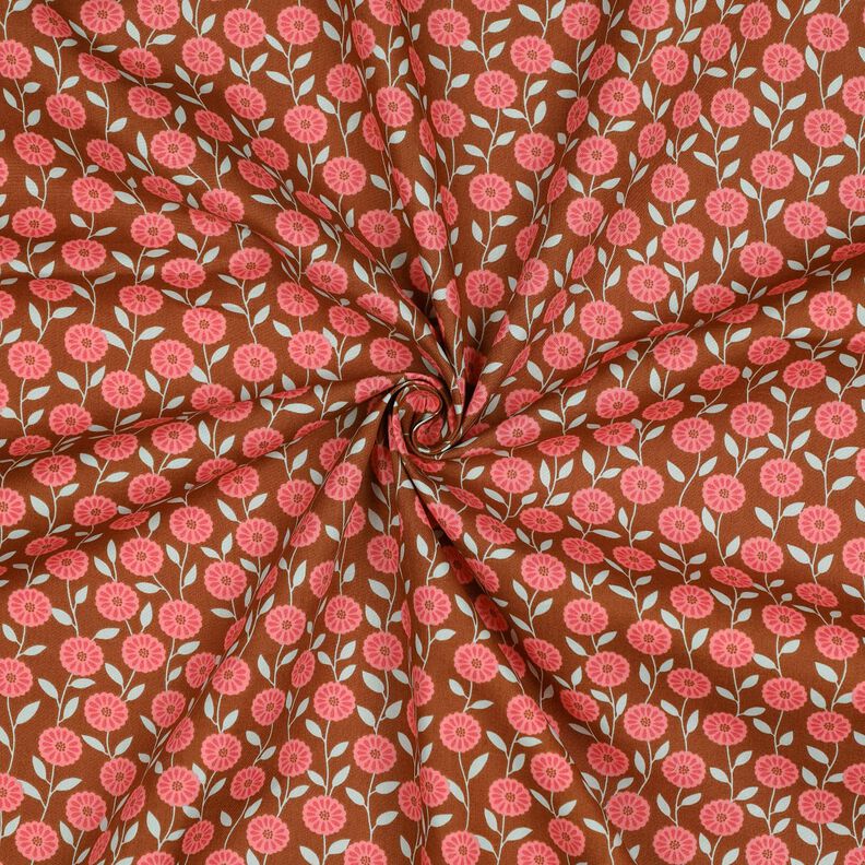 Popeline coton Fleurs d'été | Poppy Fabrics – homard/bronze,  image number 3