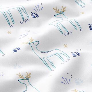 Tissu en coton Cretonne Daim – blanc/turquoise clair, 