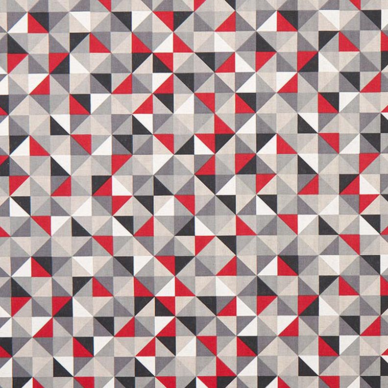 Tissu de décoration Semi-panama motif losange rétro – rouge/gris,  image number 1