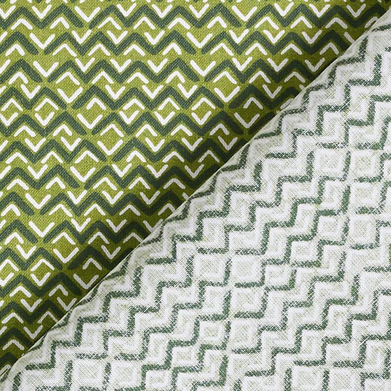 Tissu en coton Cretonne Zigzag ethnique – vert,  image number 4
