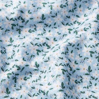 Popeline de coton bio Fleurs délicates – bleu ciel, 