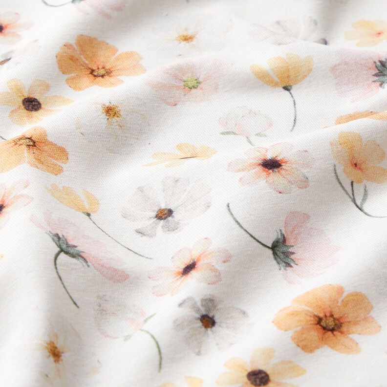 GOTS Jersey coton Prairie fleurie Impression numérique – beige, image number 2