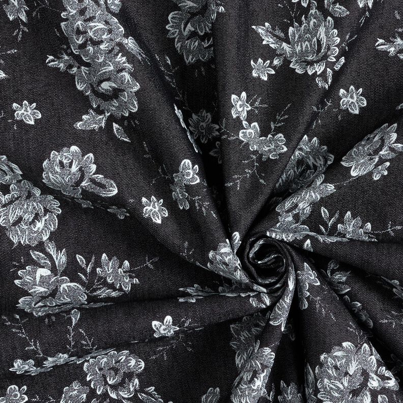 Chambray kleine Rosen – noir/blanc,  image number 3