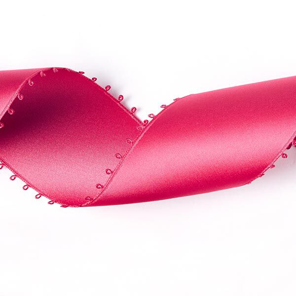Bande de satin Bordure picot - rose vif, image number 2