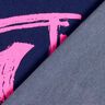 French Terry Sweat d’été Tissu look jean avec cœurs fluo – bleu nuit/rose néon,  thumbnail number 4