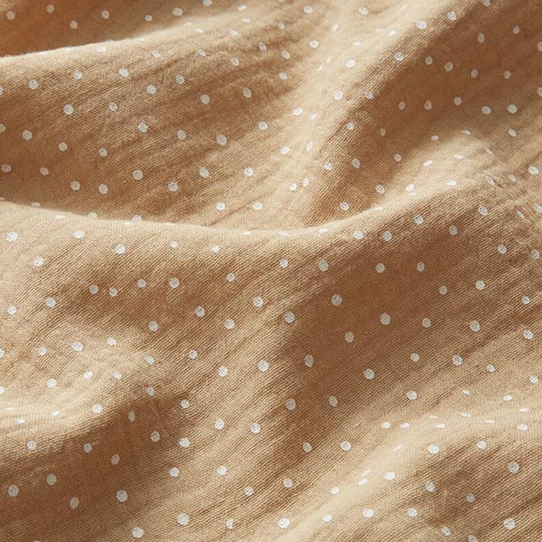 Tissu double gaze de coton Petits points – beige/blanc,  image number 2