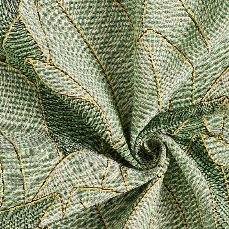 Tissu de décoration Gobelin Mer de feuilles – vert clair/noir,  image number 3