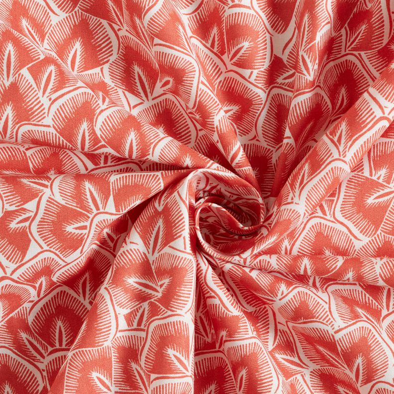 Tissu en coton Cretonne Feuilles abstraites – terre cuite/ivoire,  image number 3