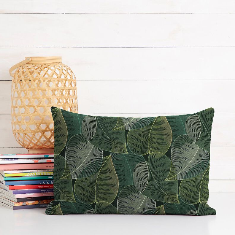 Tissu de décoration Sergé coton Feuilles minimalistes – vert foncé,  image number 8