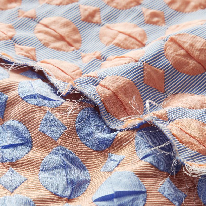 Cloqué points et losanges – bleu clair/abricot,  image number 5