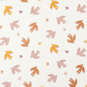 Tissu double gaze de coton Oiseaux – écru, 