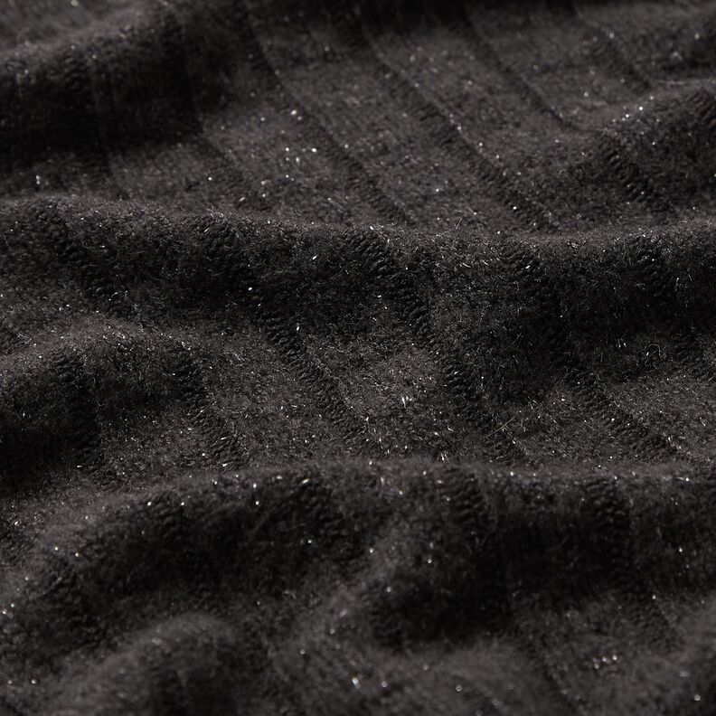 Tissu maille Tissu ajouré à rayures pailletées élégantes – noir,  image number 2