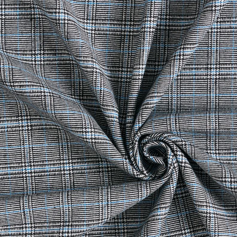 Mélange viscose Prince de Galles abstrait – bleu roi/noir,  image number 3