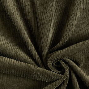 Velours côtelé large prélavé Uni – olive foncé, 