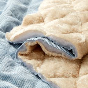 Tissu matelassé Velours côtelé à losanges avec envers fourrure – bleu clair, 