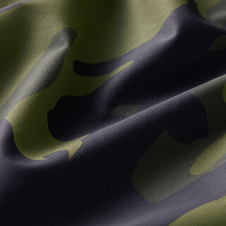 Similicuir stretch camouflage – kaki, 