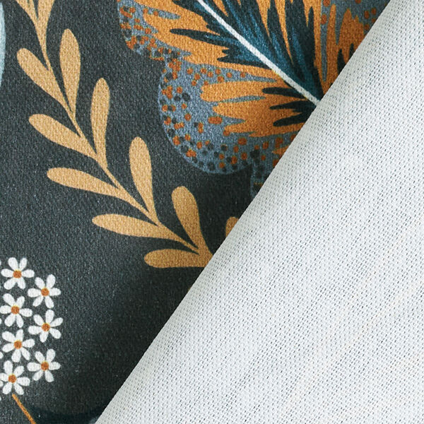 Tissu de décoration Semi-panama Feuilles paisley – gris bleu,  image number 4
