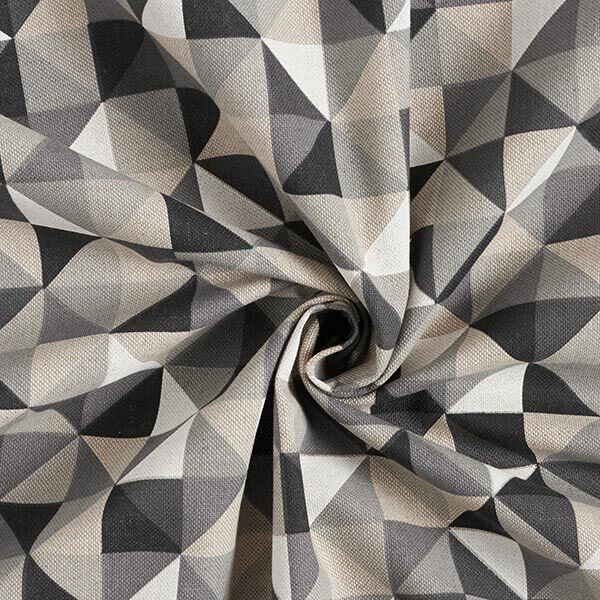Tissu de décoration Semi-panama motif losange rétro – gris/noir,  image number 3
