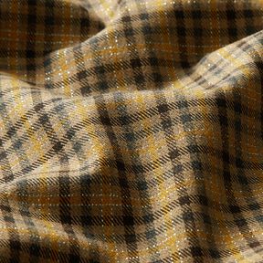 Mélange viscose Carreaux avec lurex – beige foncé/jaune curry, 