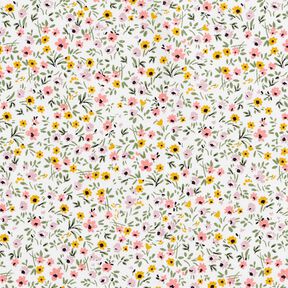 Tissu en coton Cretonne fleurs délicates – blanc/vieux rose, 