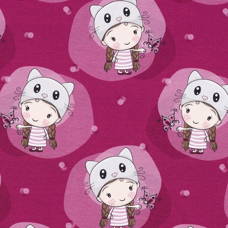 Jersey coton Chatte | Glitzerpüppi  – framboise,  image number 1