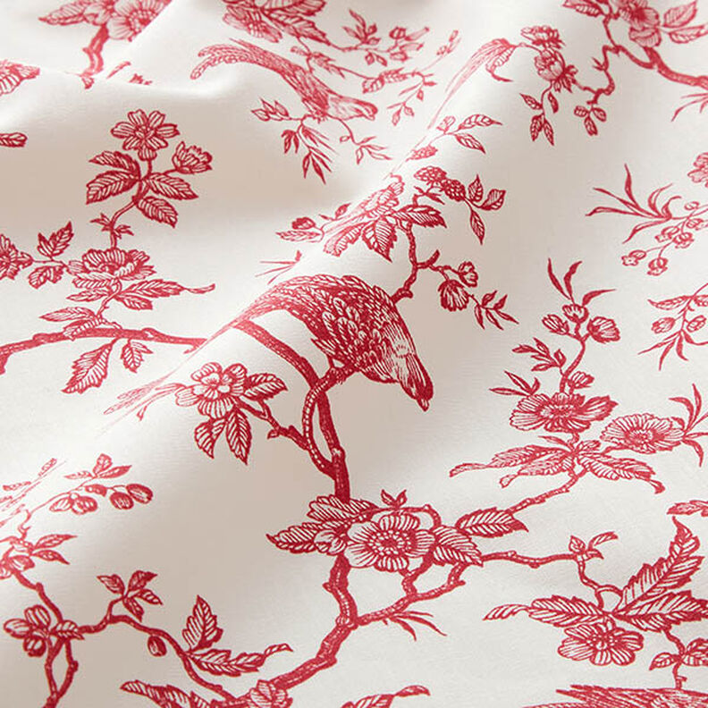 Tissu en coton Cretonne Oiseaux – rouge/écru,  image number 2