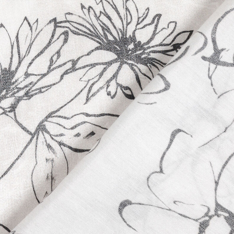 Viscose mélangée Dessin floral brillant métallisé – blanc/noir,  image number 5