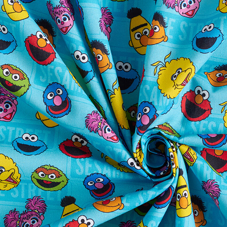 Popeline coton Tissu sous licence Rue Sésame | Sesame Workshop – turquoise,  image number 3