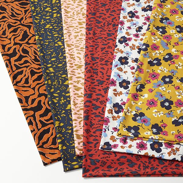 Jersey modal Tencel™ Impression Animal | by Poppy – rose/ocre – Échantillon, image number 5