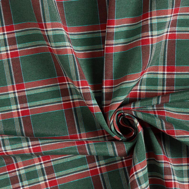 Tissu de décoration Jacquard Carreaux classiques – vert sapin/carmin,  image number 3