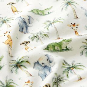 Jersey coton Bébés animaux de la jungle Impression numérique – écru, 