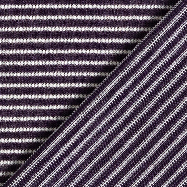 Tricot fin rayures étroites – prune/blanc,  image number 4