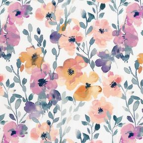 GOTS Jersey coton Prairie fleurie aquarelle Impression numérique – ivoire, 