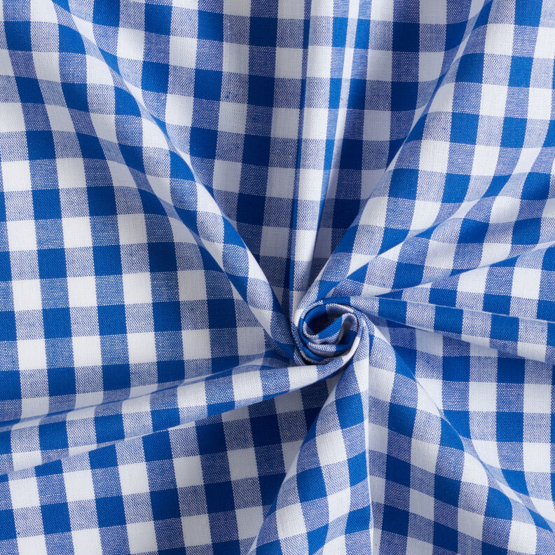 Tissu en coton Vichy à carreaux 1 cm – bleu roi/blanc,  image number 3
