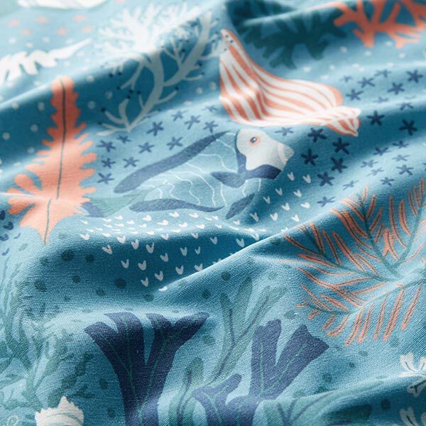 Tissu de décoration Canvas Monde sous-marin – turquoise/pétrole, image number 2