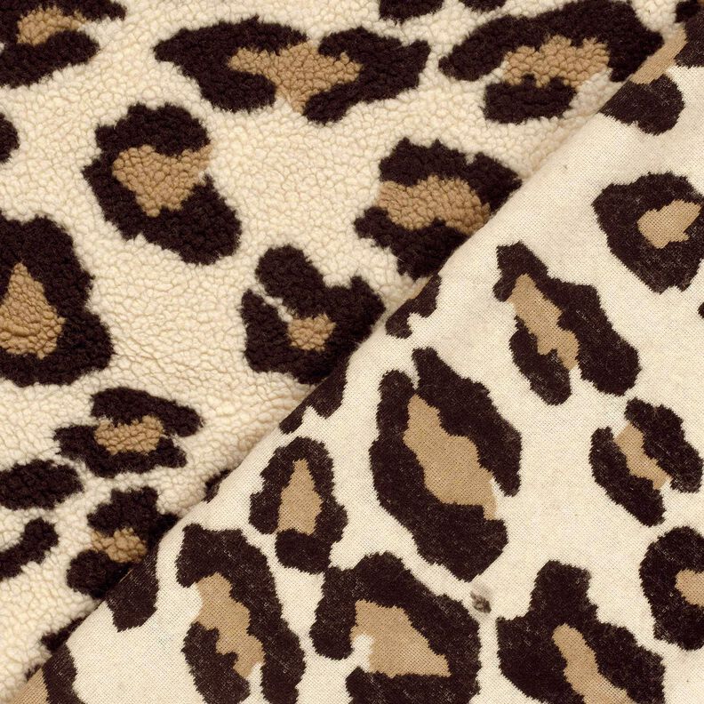 Tissu Sherpa pour peluche avec imprimé léopard – amande/noir, image number 4