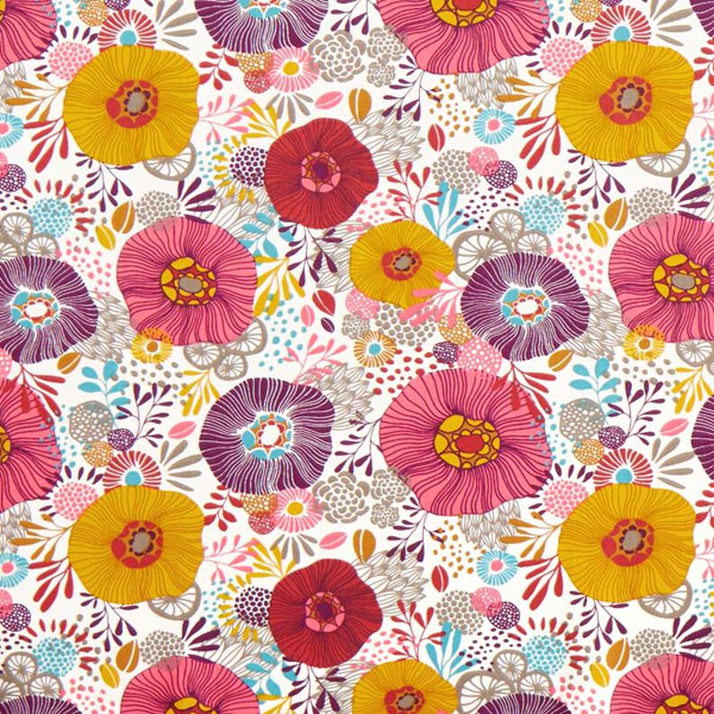 Tissu en coton Cretonne  Fleurs – rouge,  image number 1