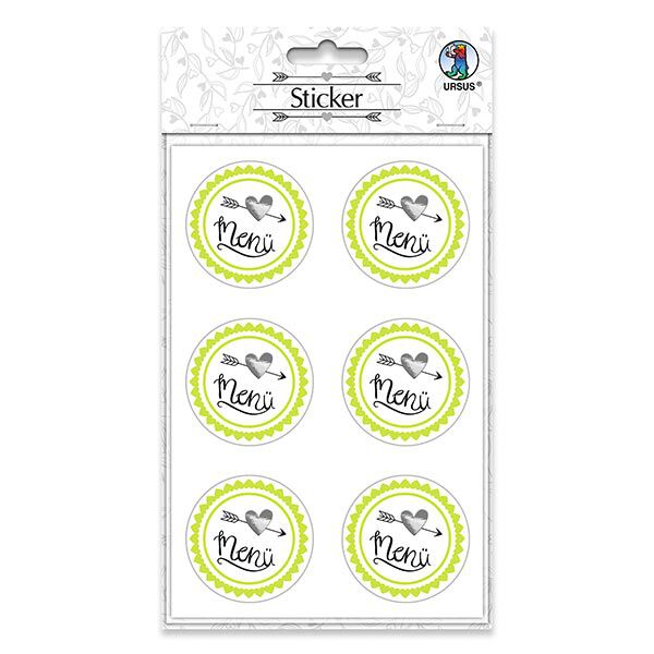 Set d'autocollants menu mariage Ø 4,8 cm [ 24 Pièces ] – écru/vert,  image number 2