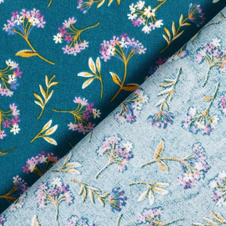 Tissu en coton Cretonne Fleurs délicates – bleu océan,  image number 4