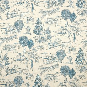 Tissu de décoration Panama Chevauchée – bleu jean/nature, 