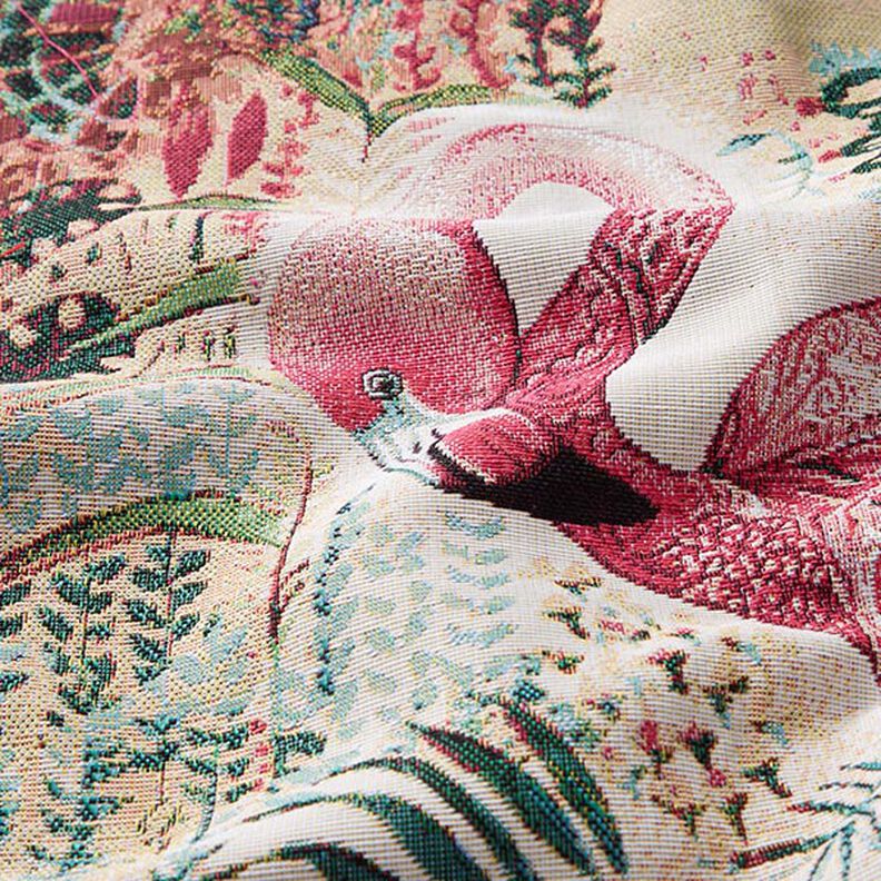 Tissu de décoration pièce Gobelin Flamant – beige/rose vif,  image number 2