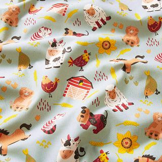 Tissu en coton Cretonne Animaux de la ferme – menthe clair, 