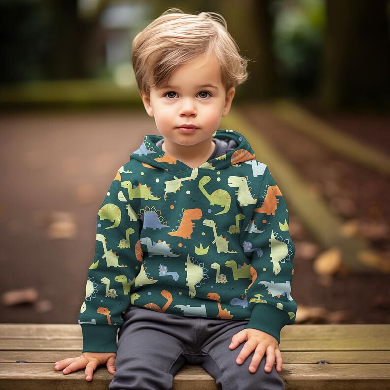 Sweat d’été Dinosaures | Poppy Fabrics – sapin bleu/vert clair,  image number 5